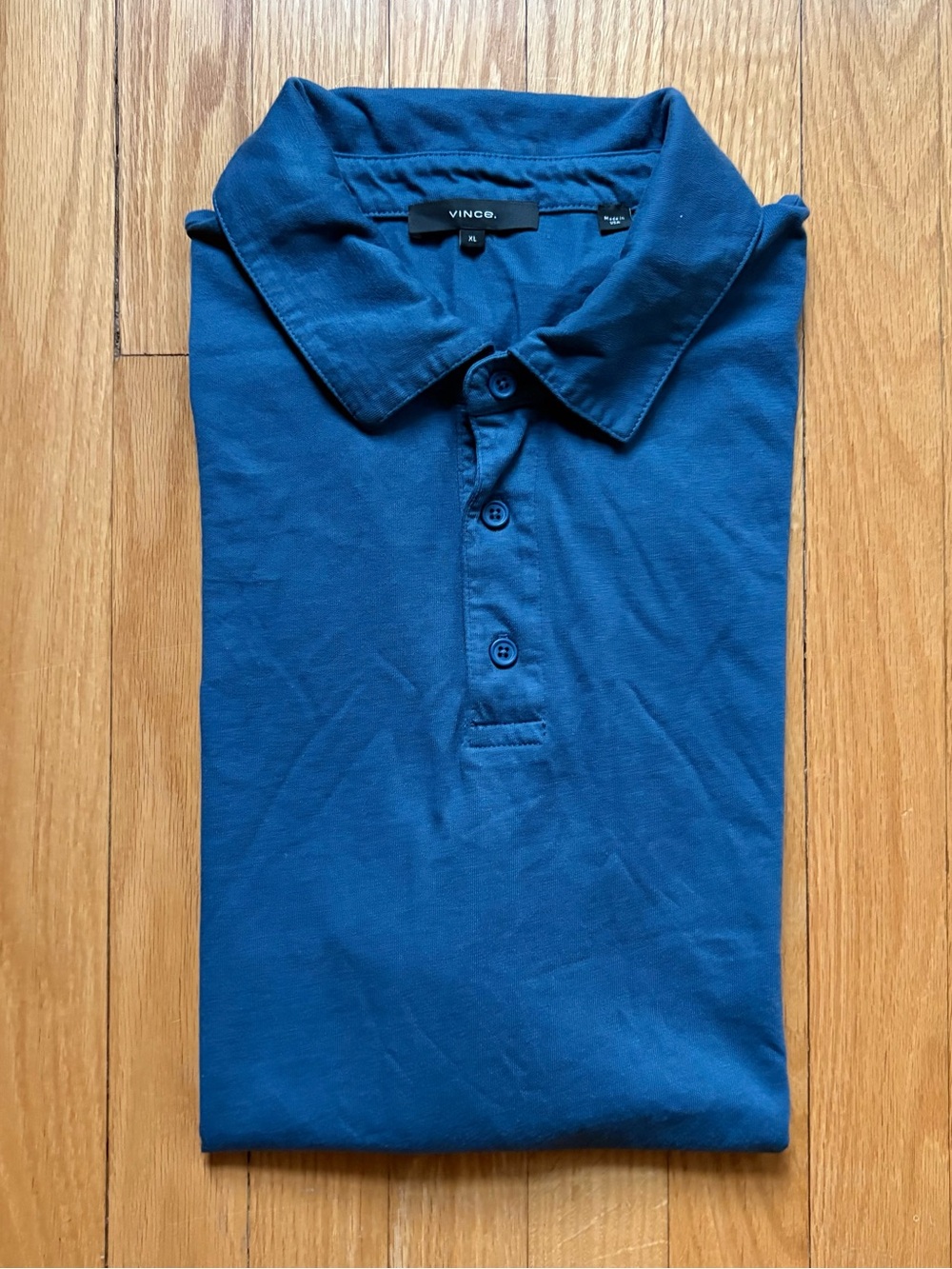 Vince Men’s Short Sleeve Polo Shirt 100% Cotton XL Blue USA Made
